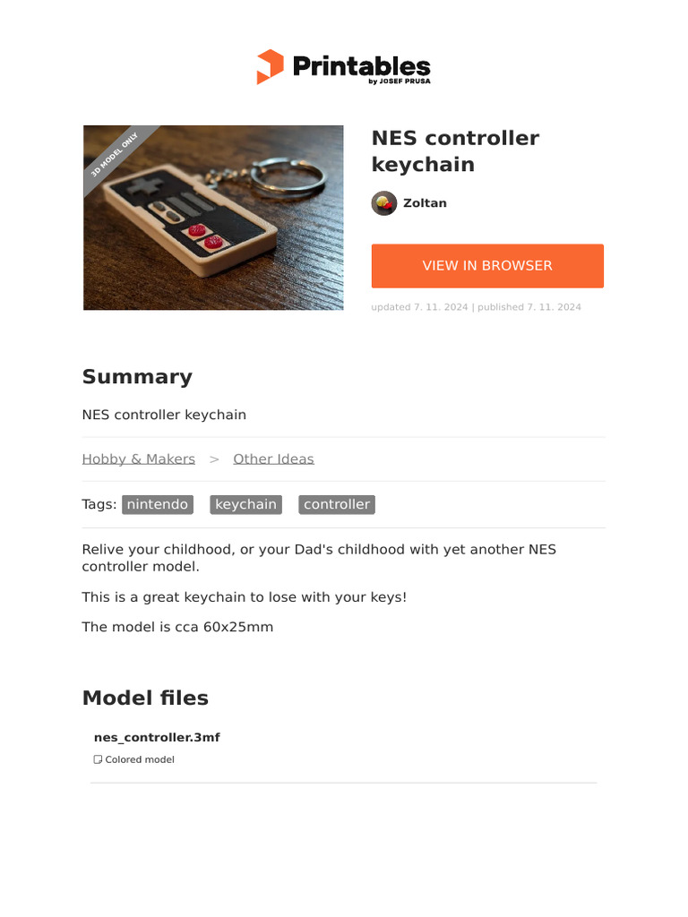 Retro NES Keychain for Gamers | PDF