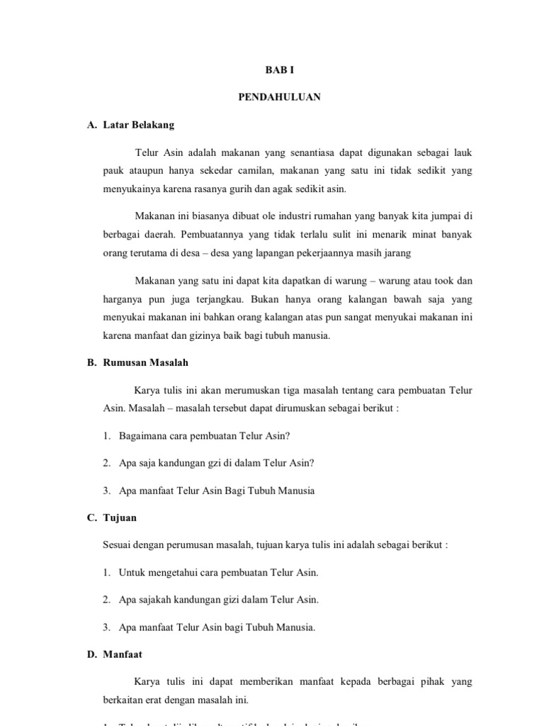 Isi Karya Tulis Telur Asin