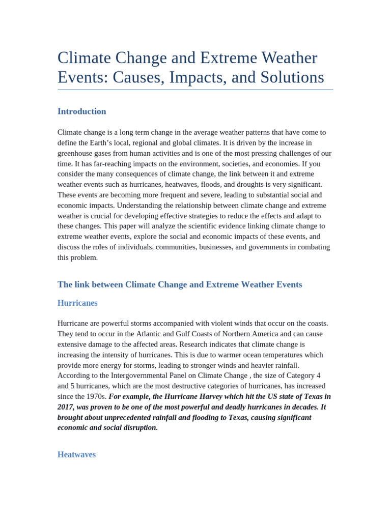 Climate Change and Extreme Weather Events | PDF | Climate Change ...
