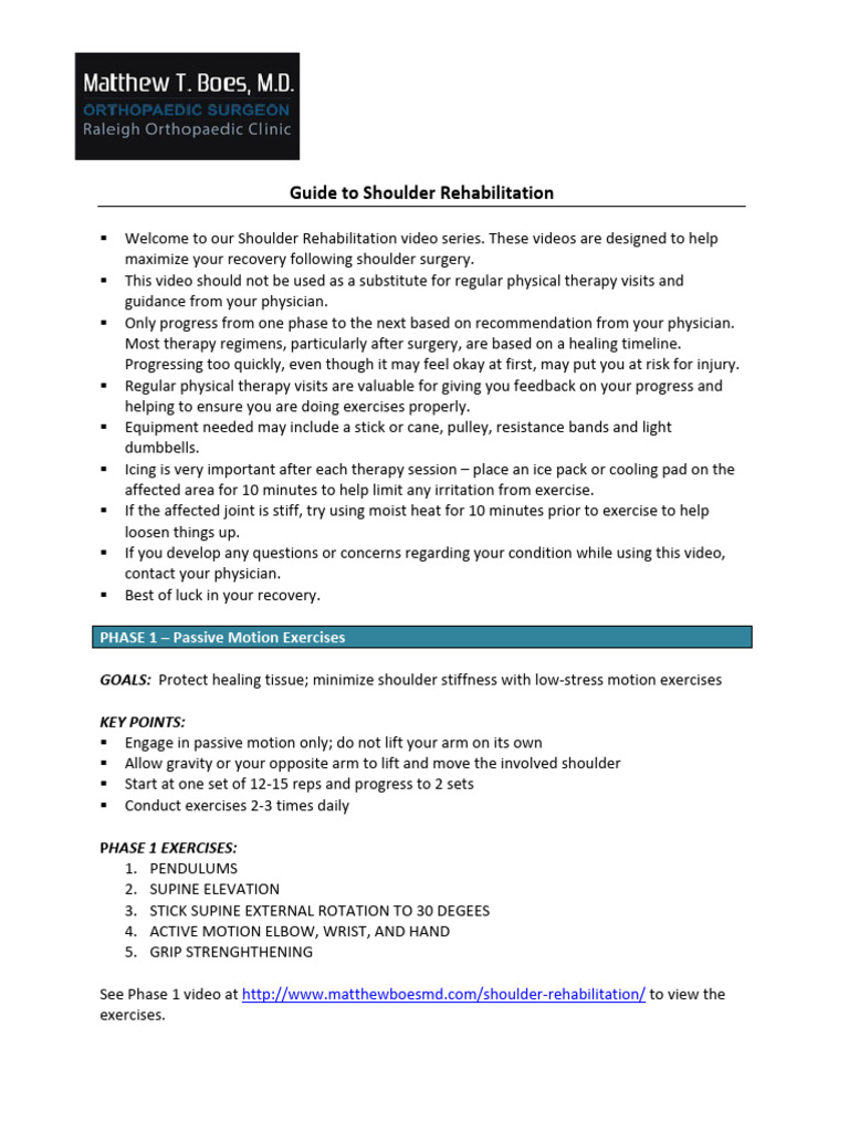 Shoulder Rehabilitation Guide Pdf Shoulder Anatomical Terms Of Motion