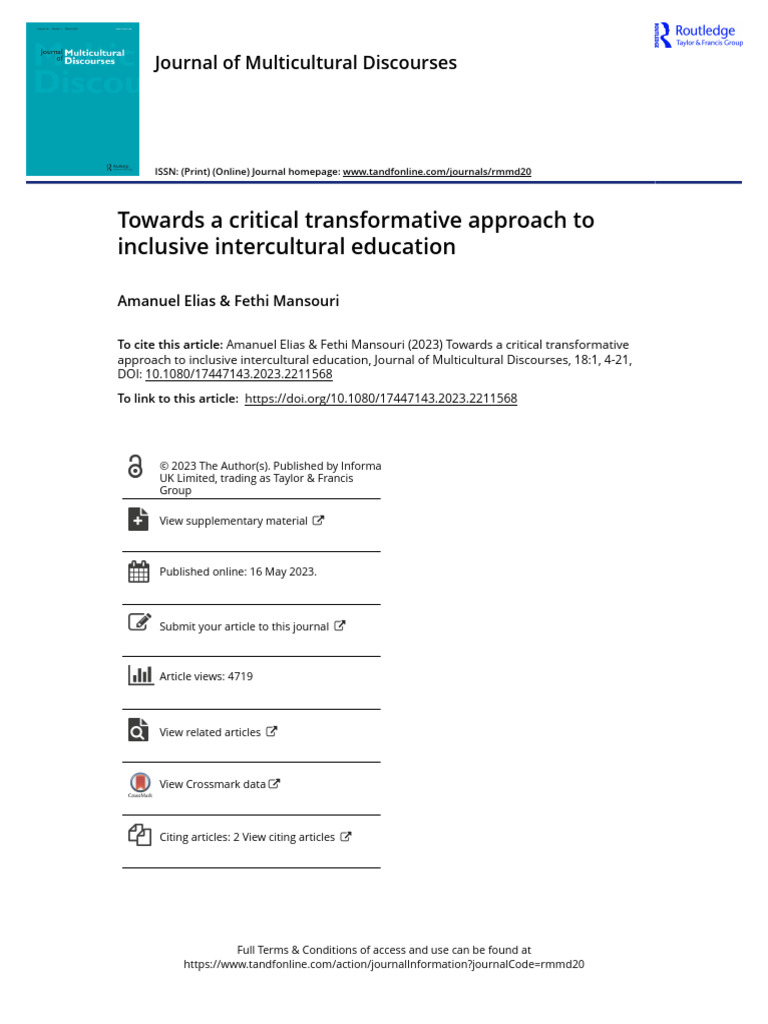 Critical Approaches to Intercultural Education | PDF | Multiculturalism ...