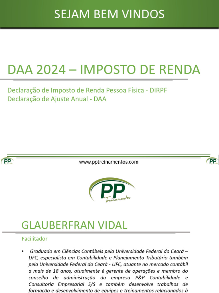 DAA 2024: Guia de Declaração IRPF | PDF | Impostos | Imposto de Renda