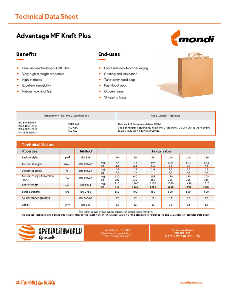 Technical Data Sheet for Paper Standards | PDF