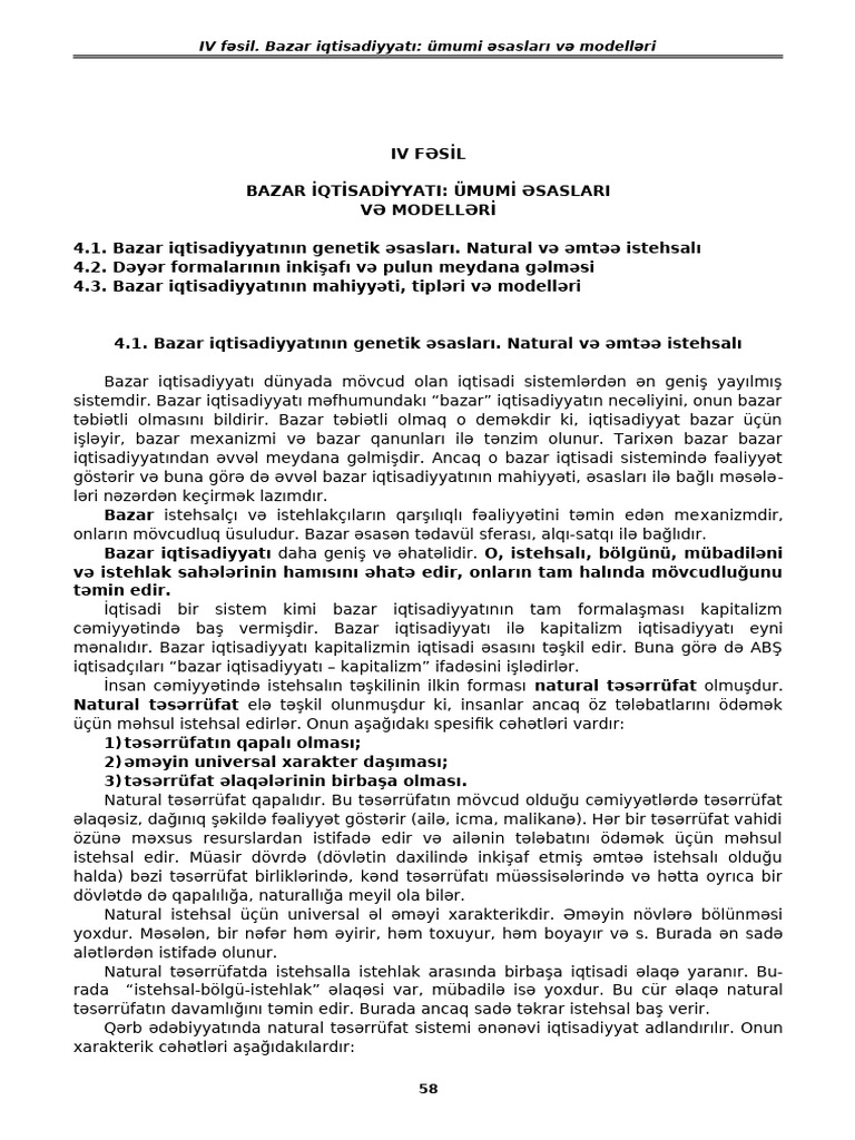 i̇qtisadiyyat - 4 Fesil (Seh - 58-69) | PDF