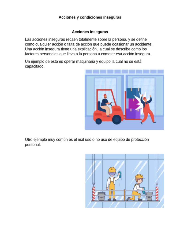 Actos y Condiciones Inseguras en el Trabajo | PDF