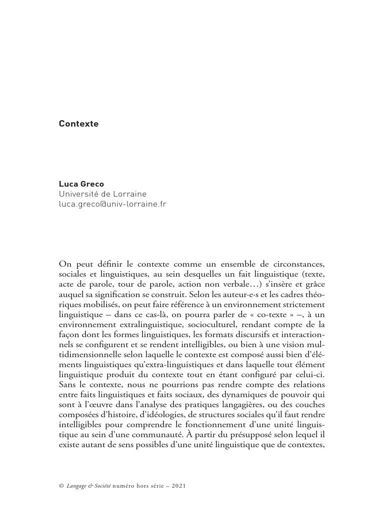 Contexte linguistique et codes sociaux | PDF | Linguistique ...