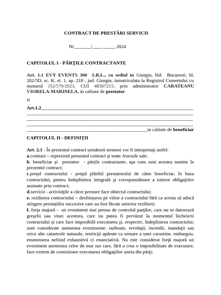 CONTRACT DE PRESTARI SERVICII Cabina Foto | PDF