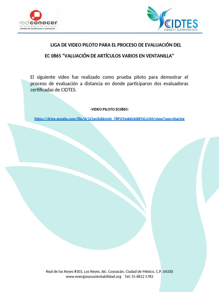 Video Piloto Evaluación EC 0865 | PDF