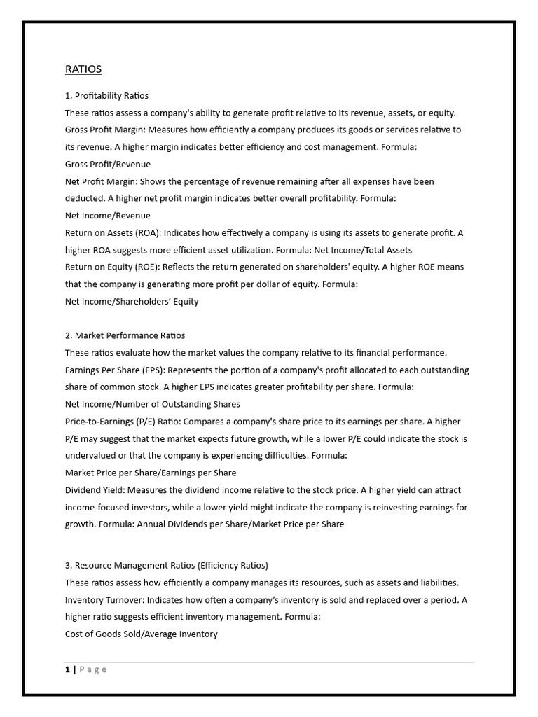 Essential Financial Ratios Explained | PDF | Dividend | Price–Earnings ...