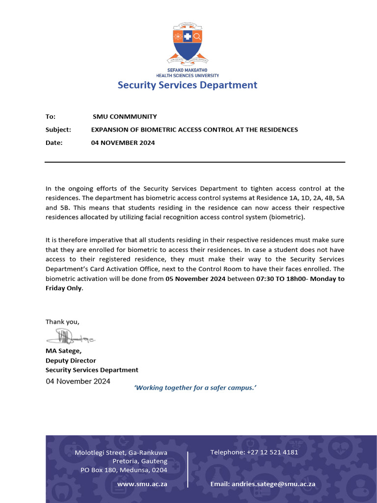 Biometric Access Control Expansion Notice | PDF | Computers