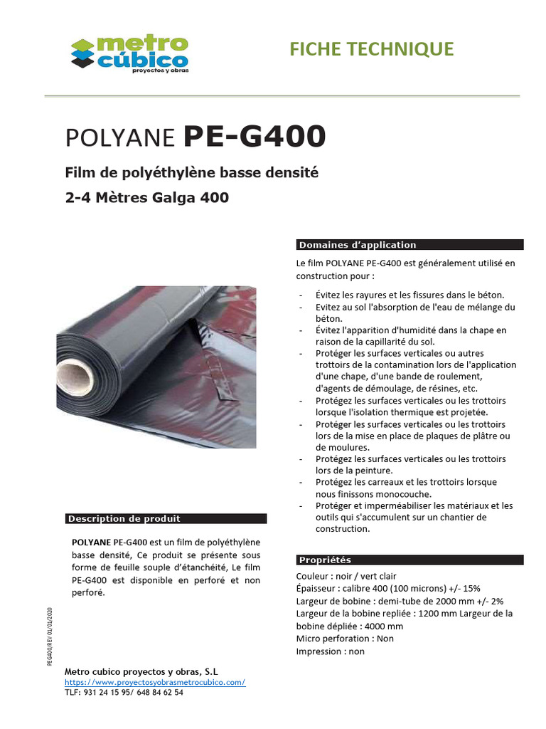 Fiche Technique Polyane PE-G400 | PDF | Matériaux