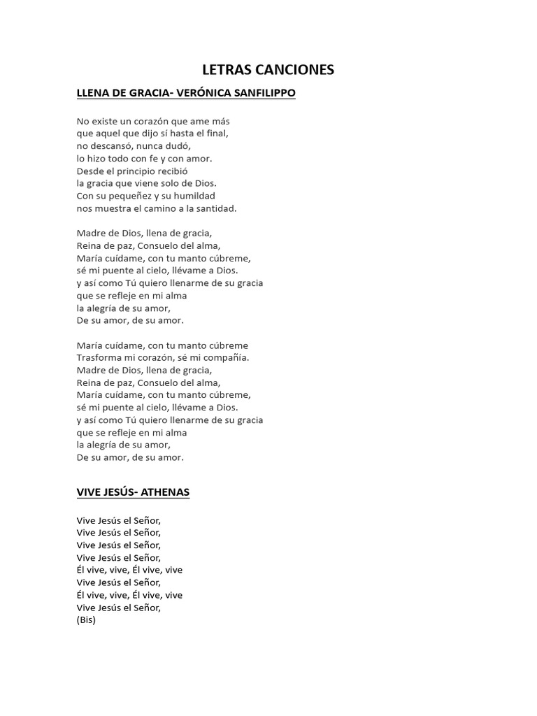 Letras de Canciones Religiosas | PDF | María, madre de Jesús | Amor