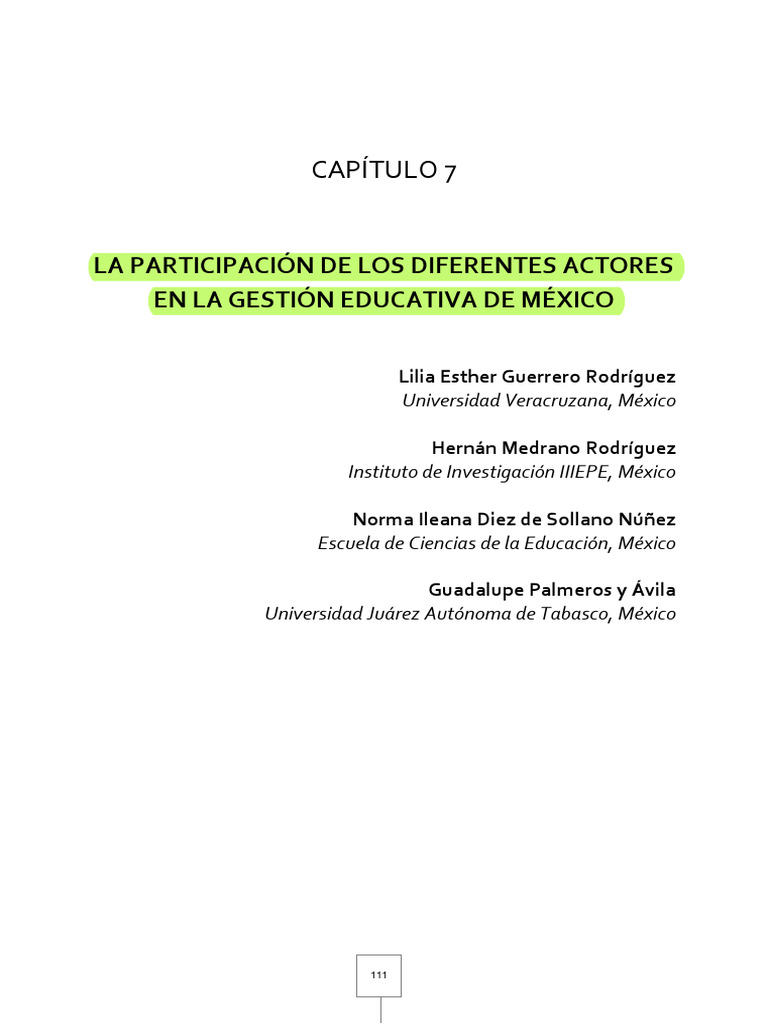 ACTORES Particip Gestión EDUCATIVA MEX | PDF | Escuelas | México
