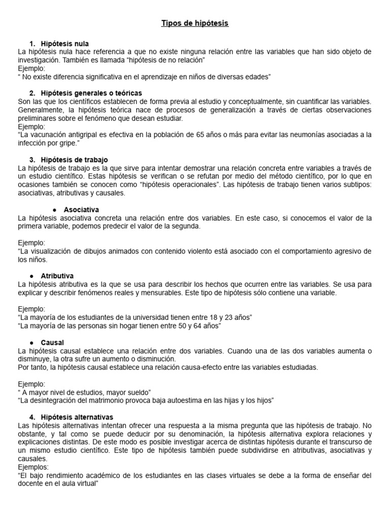 Actividad - Hipótesis y Variables | PDF | Hipótesis | Salón de clases