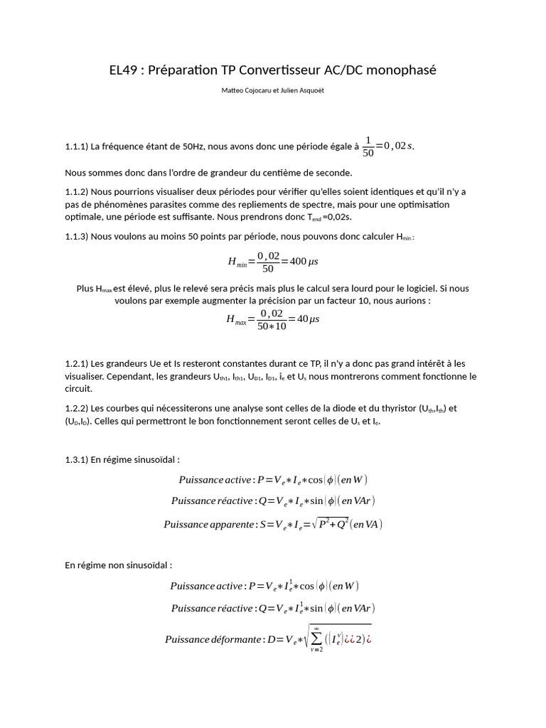 TP Convertisseur AC/DC Monophasé: Guide Pratique | PDF | Puissance ...