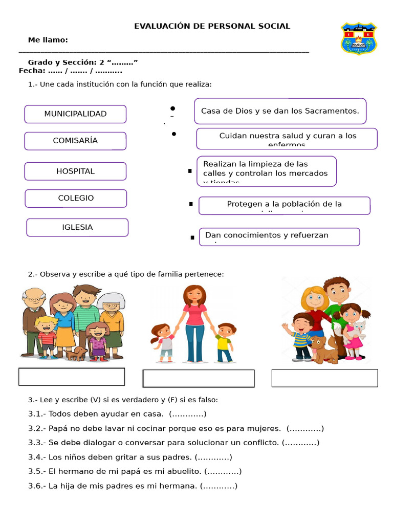 Evaluación de Personal Social Escolar | PDF | Salud y bienestar