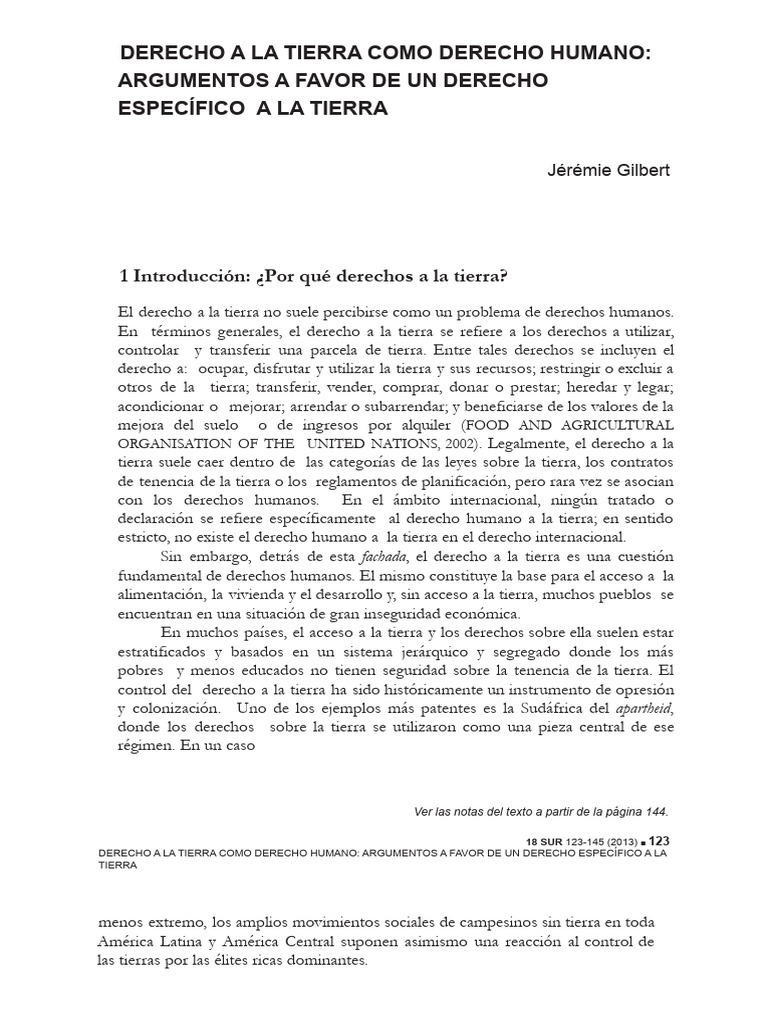 Derecho a la Tierra: Un Derecho Humano Esencial | PDF | Derechos ...