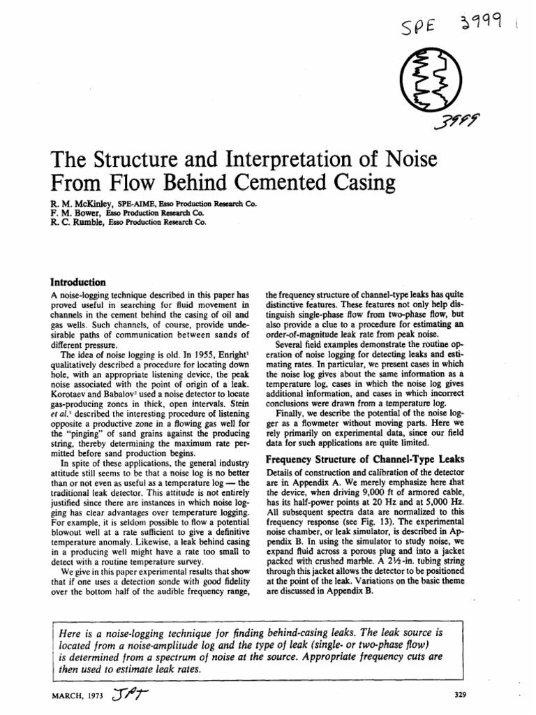Noise Logging for Leak Detection in Wells | PDF | Spectral Density ...