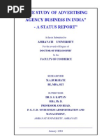 Download A Doctoral thesis on THE STUDY OF ADVERTISING AGENCY BUSINESS IN INDIA- A STATUS REPORT by mukul SN78940747 doc pdf