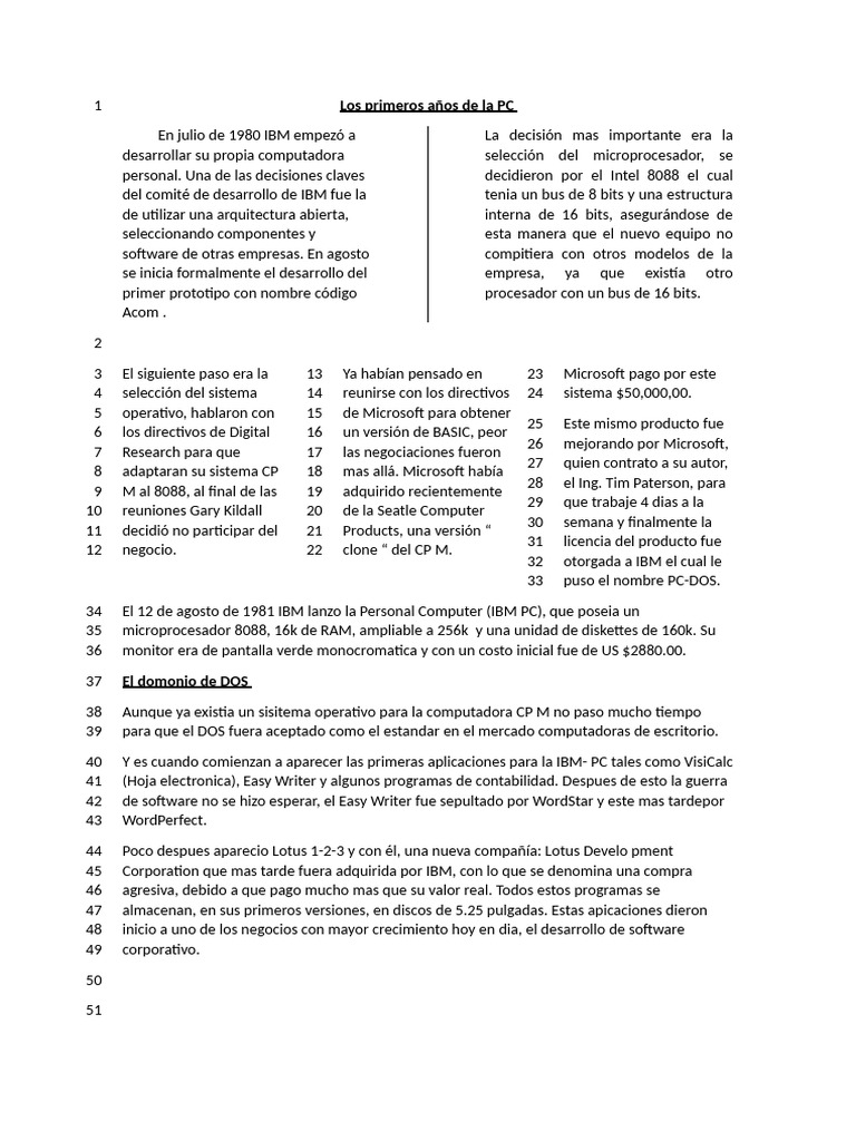 Historia de la IBM PC y su impacto | PDF | Microsoft | Computadoras ...