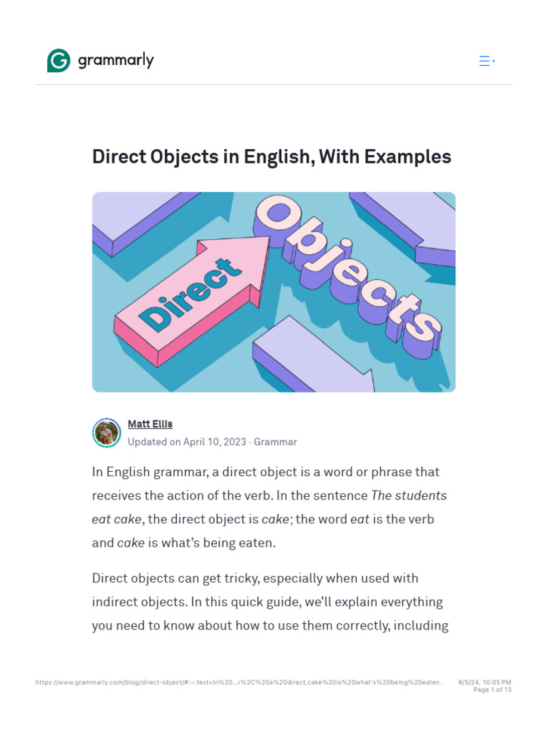 Understanding Direct Objects in English | PDF | Verb | Object (Grammar)