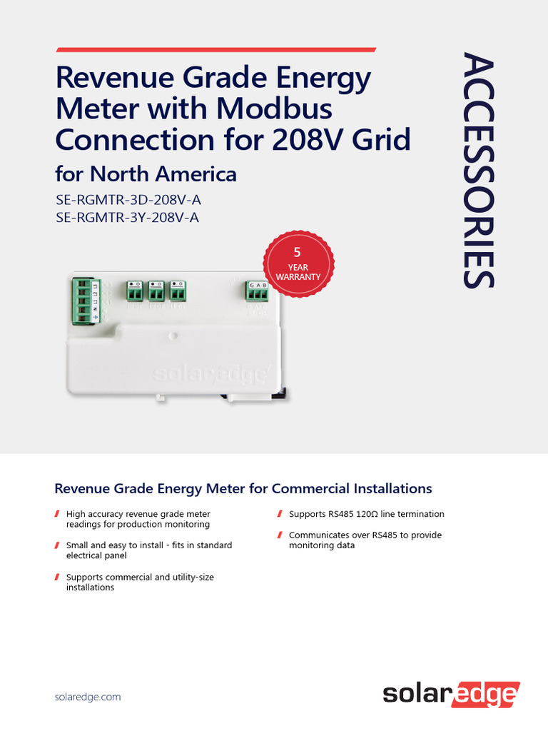 SolarEdge Revenue Grade Meter Overview | PDF | Alternating Current ...