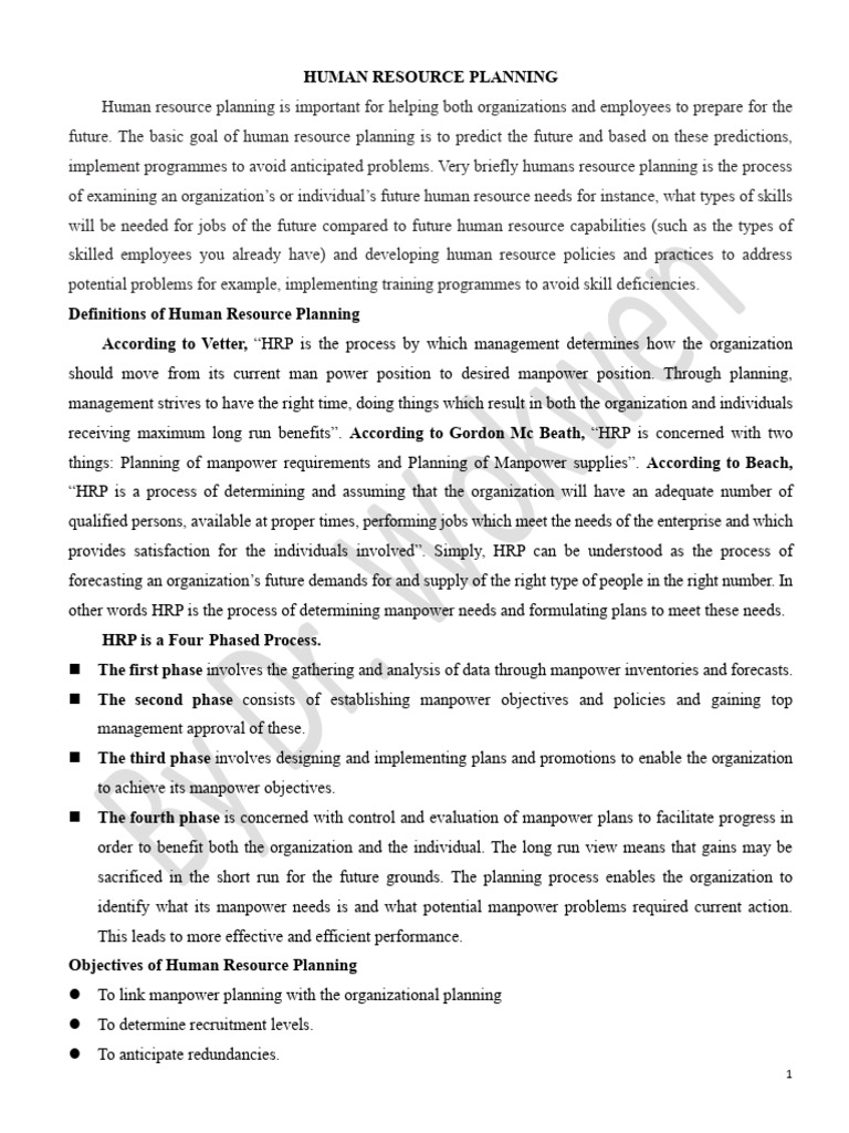 Human Resource Planning Essentials | PDF | Human Resources | Human ...