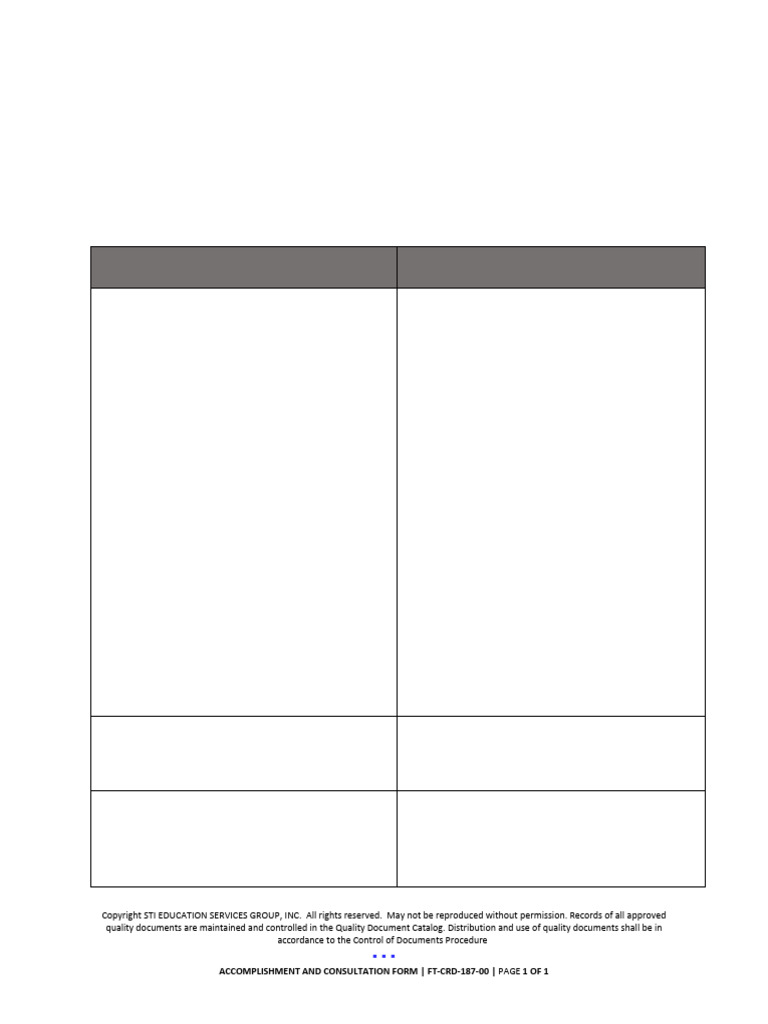 Accomplishment and Consultation Form | PDF
