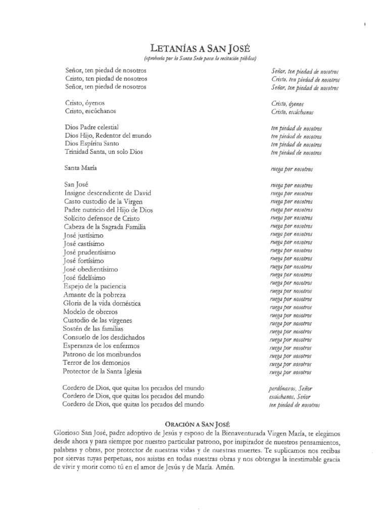 Letanias A San Jose Español | PDF