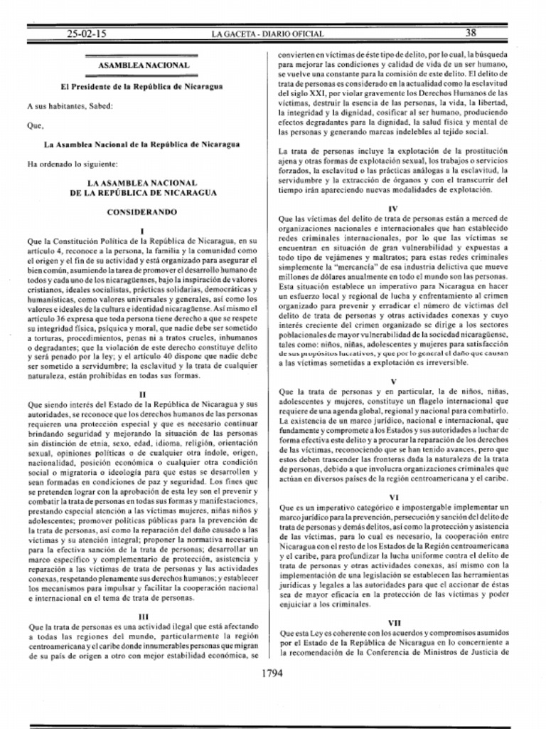 Ley No. 896, Ley Contra La Trata de Personas | PDF | Trata de personas ...