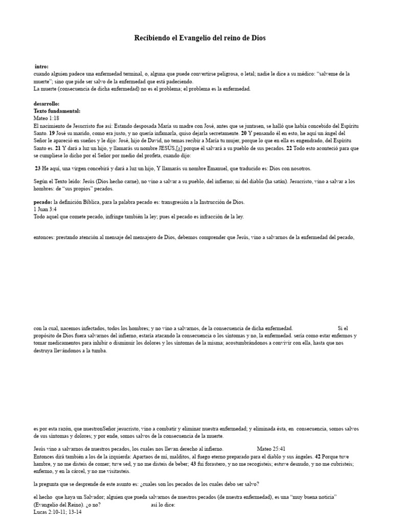 Recibiendo El Evangelio Del Reino de Dios | PDF | Jesús | Pecado