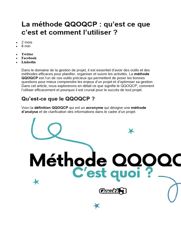 Comprendre la méthode QQOQCP | PDF | Gestion de projet | Partie prenante