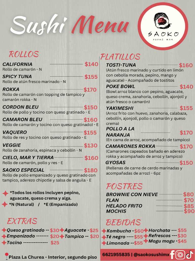 Menu Saoko Oficial | PDF