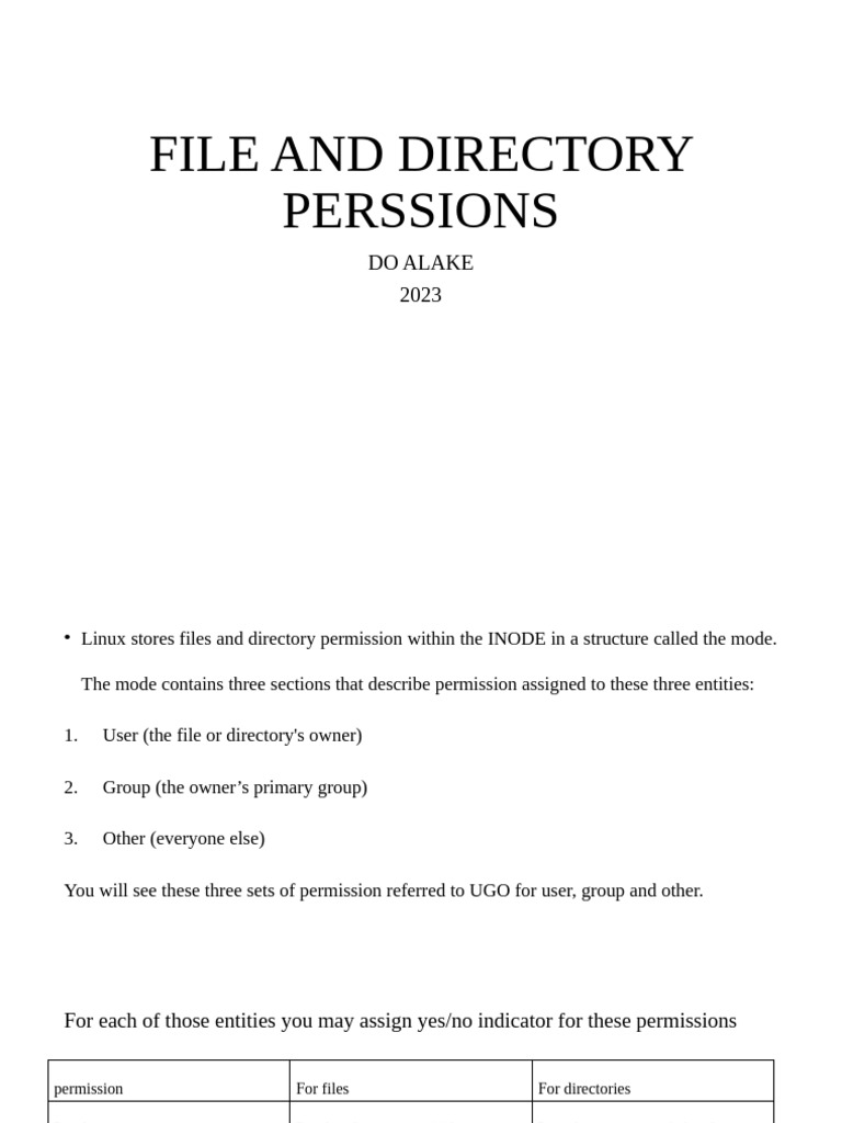 Linux File and Directory Permissions Guide | PDF | Computer File ...