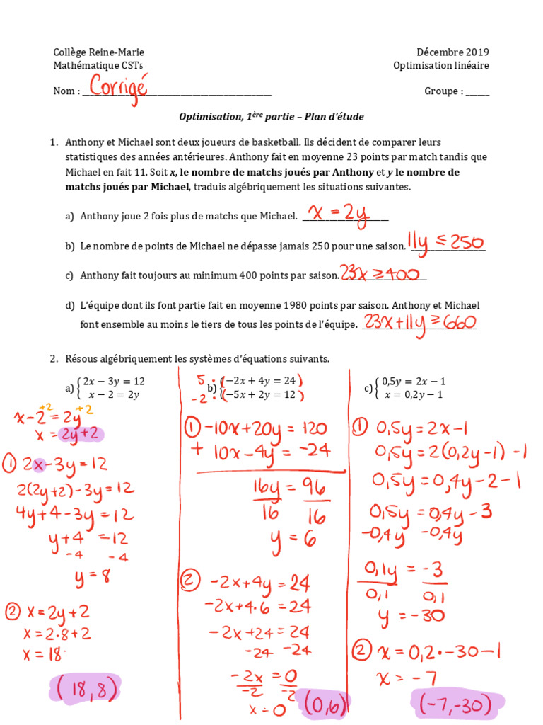 Optimisation linéaire en mathématiques CST5 | PDF | Optimisation ...