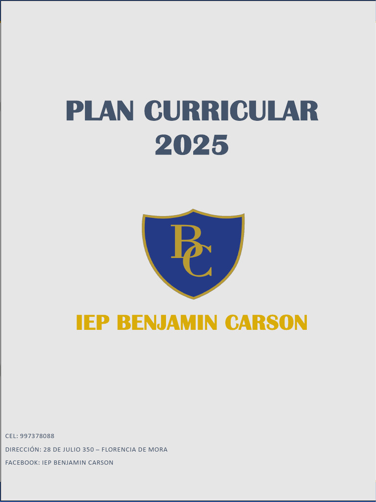 Plan Curricular 2025 IEP Benjamín Carson | PDF | Educación de la ...