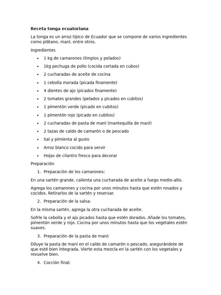 Recetas Típicas Ecuatorianas Variadas Pdf Cilantro Cocinando