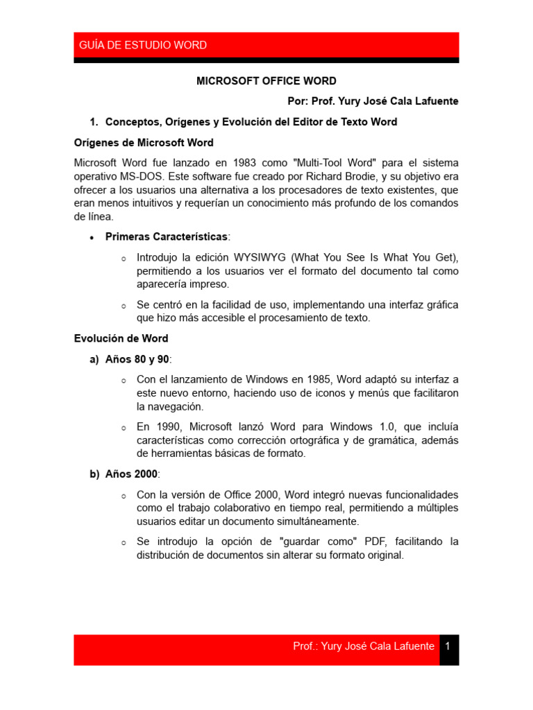 Word Texto Basico Sec | PDF | Microsoft Word | Procesador de textos