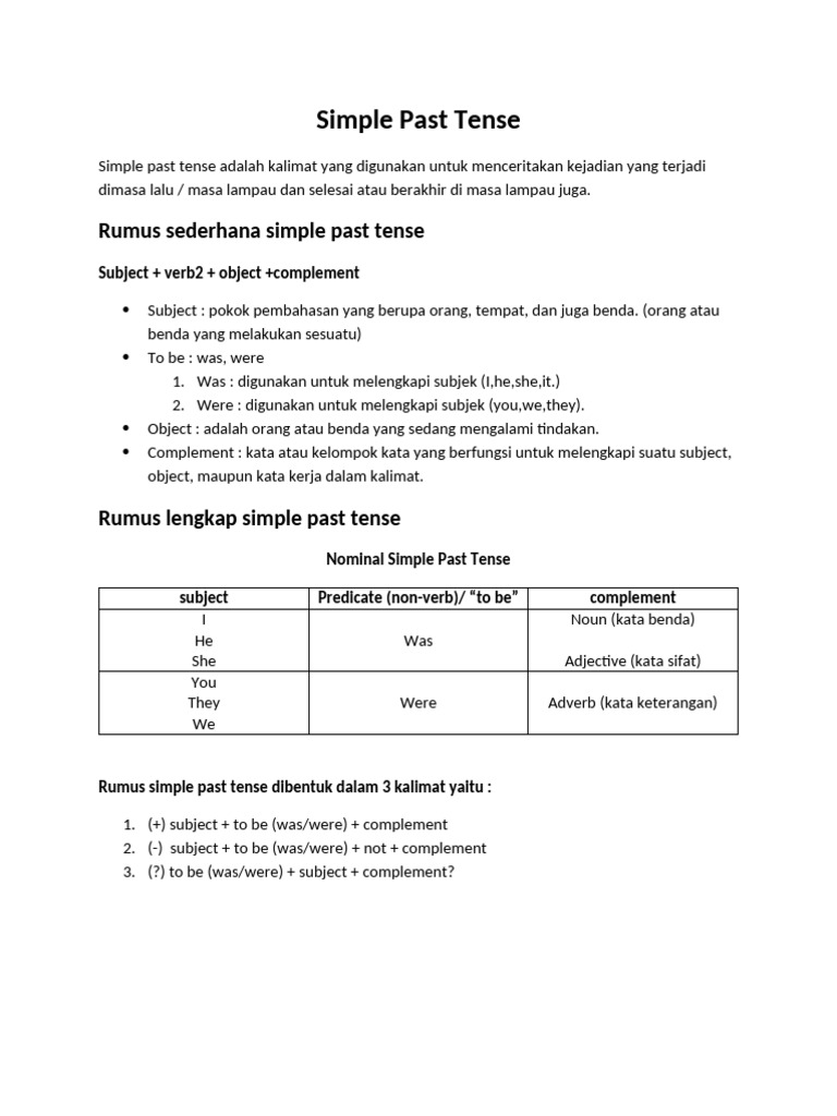Simple Past Tense Kelas 6 | PDF | Language Families | Linguistic Typology