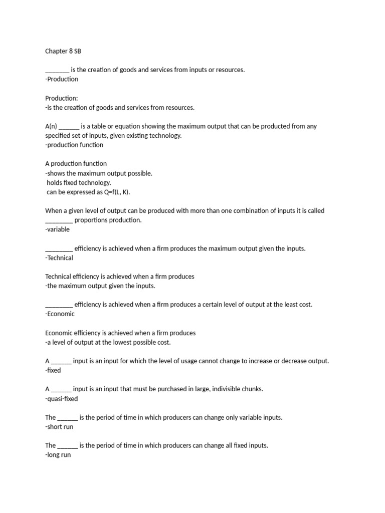 EC 515 Chapter 8 Notes | PDF | Marginal Cost | Production Function