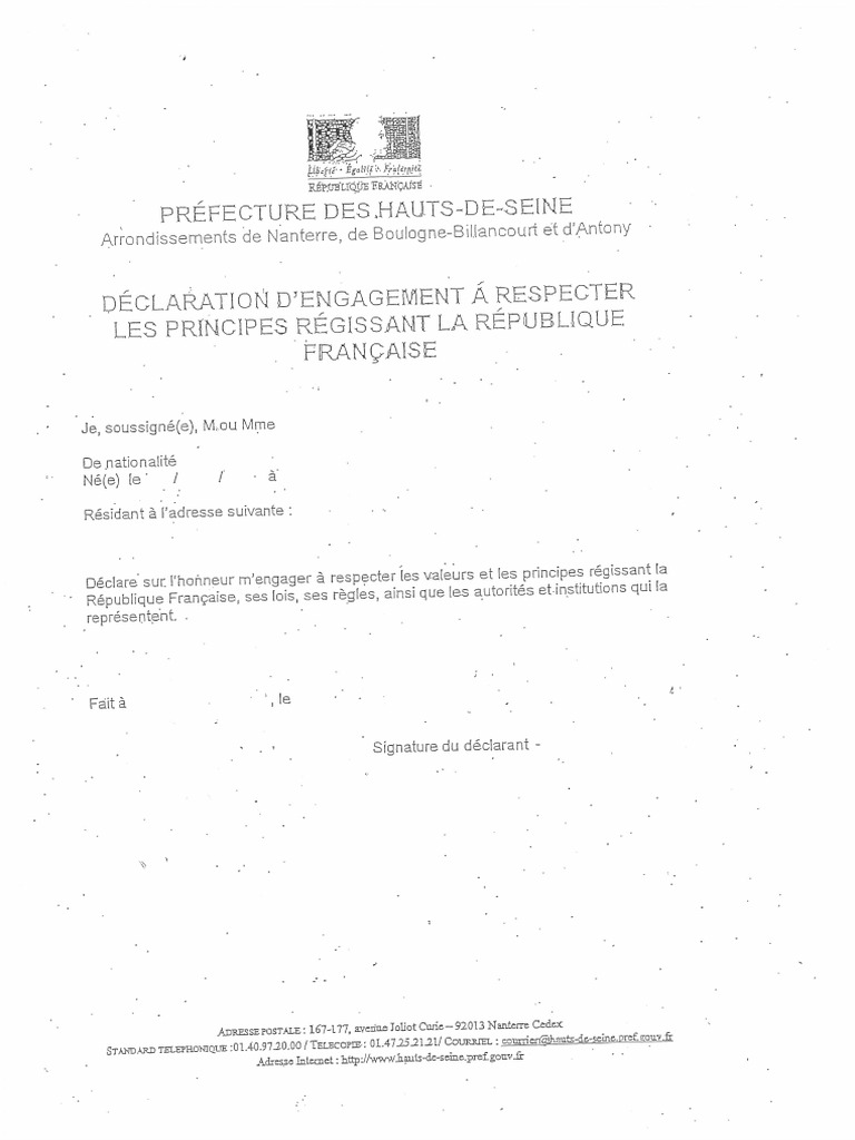 Déclaration Respect Valeurs RF | PDF
