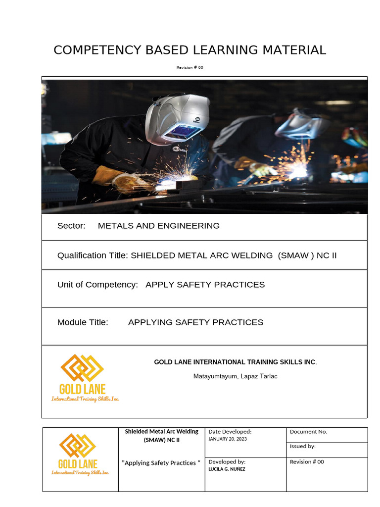 Safety Practices in SMAW Training Module | PDF | Personal Protective ...