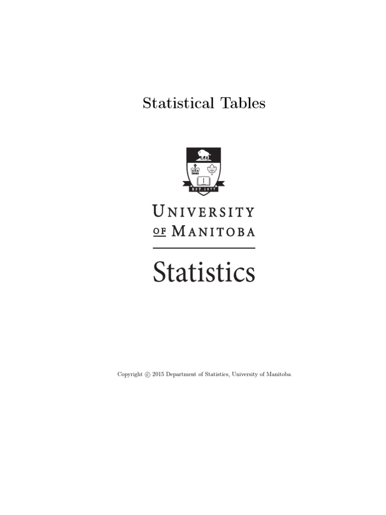 Statistical Tables | PDF | Statistical Theory | Statistics