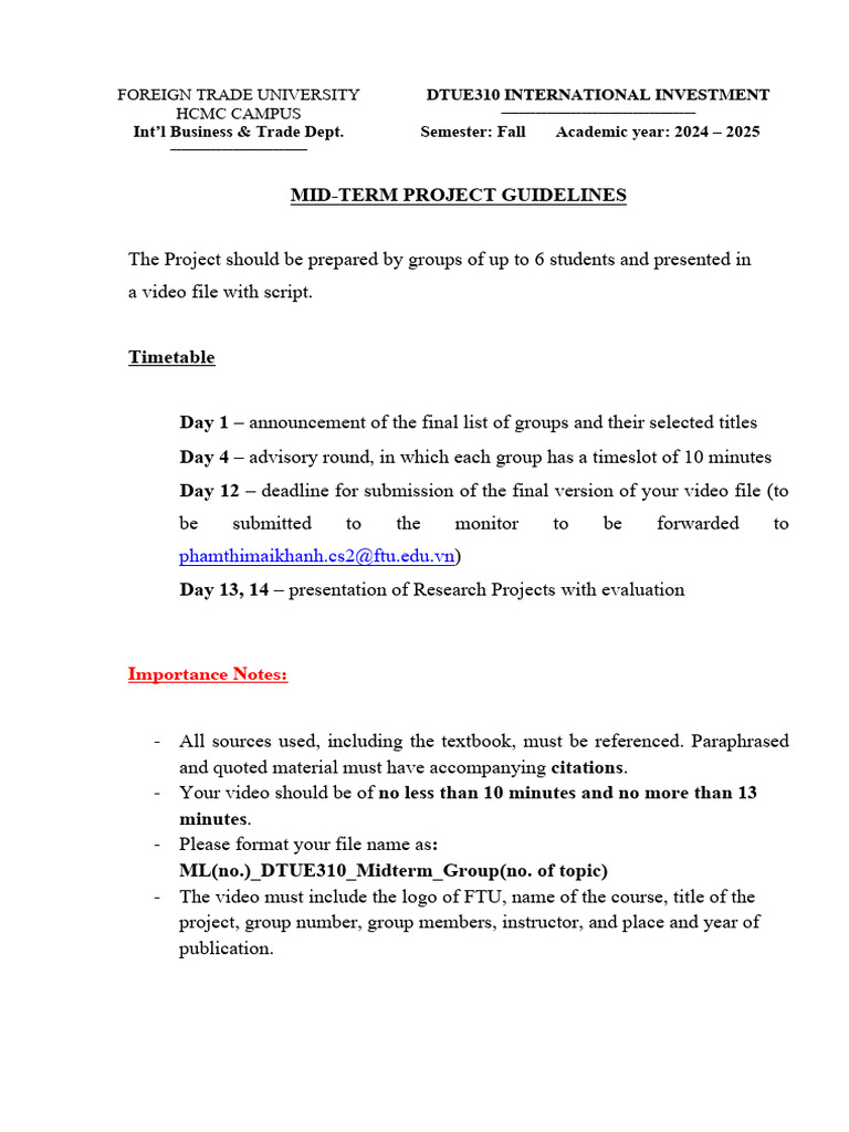 2024 Fall DTUE310 Mid-Term Project-Guidelines | PDF