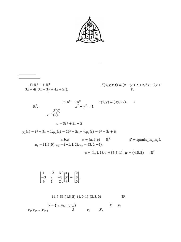 MATH208 Linear Algebra II Exam Guide | PDF | Vector Space | Basis ...