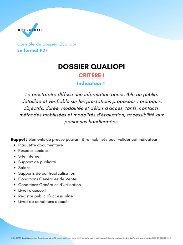 Exemple de Dossier Qualiopi PDF | PDF | Accessibilité | Informations