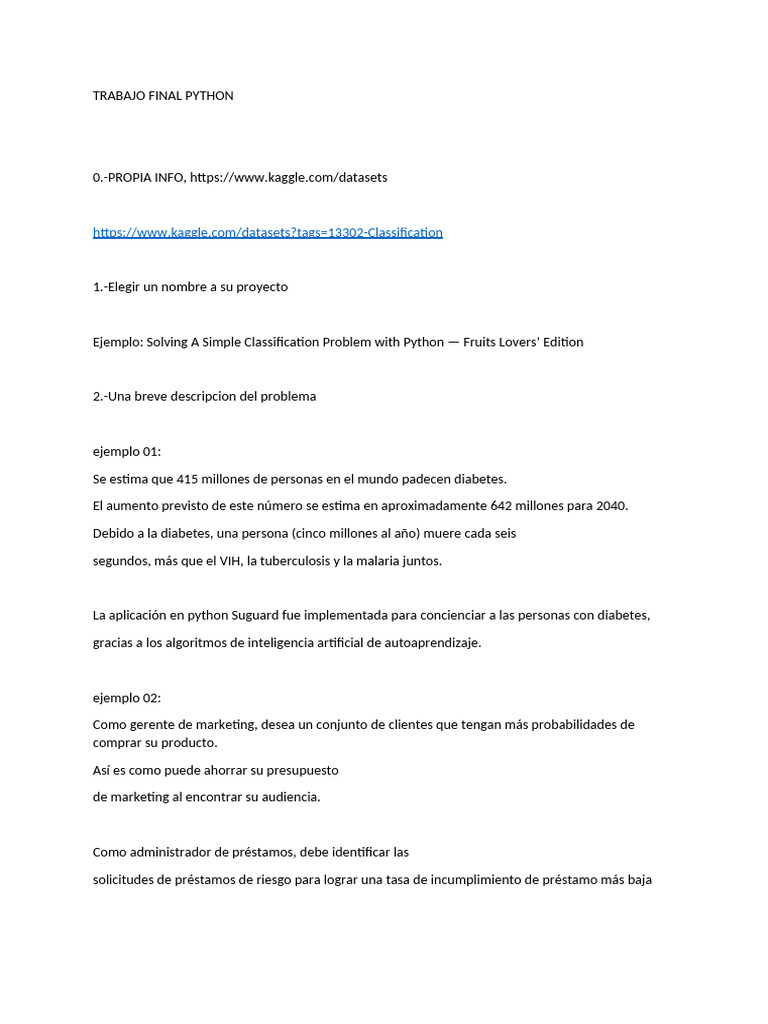 Proyecto de Clasificación en Python | PDF | Matemáticas Aplicadas