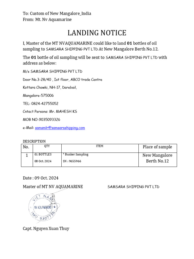2024.10.09 - Landing Notice | PDF | Technology & Engineering