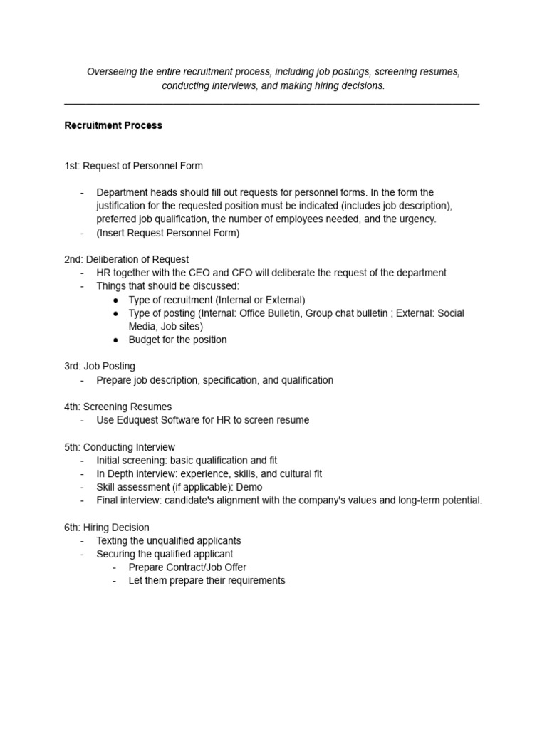 Comprehensive Recruitment Process Guide | PDF | Career & Growth | Business