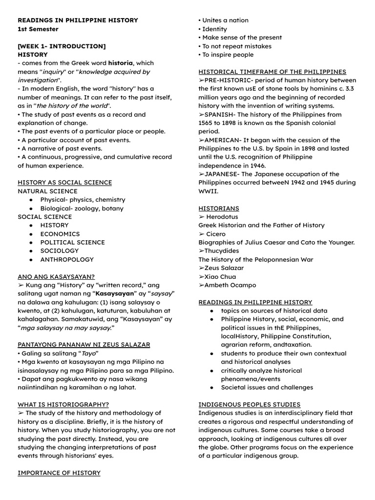 Readings in Philippine History Reviewer | PDF | Philippines